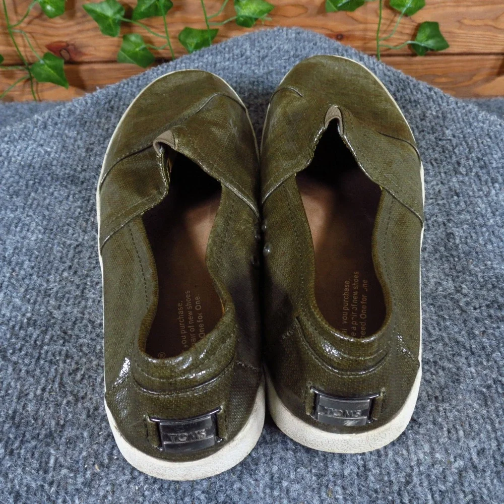 TOMS Avalon Women‎ Casual Slip On Sneaker Size 8 Daily Wear Olive Waxed Canvas